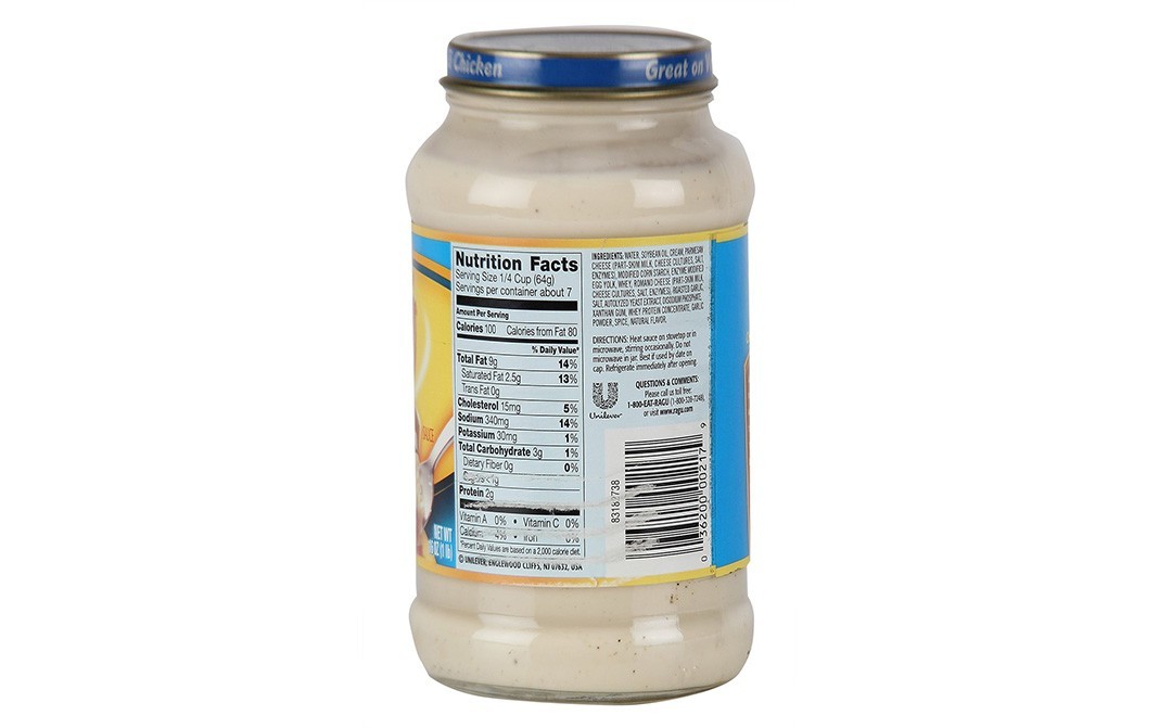 Ragu Roasted Garlic Parsmesan Sauce   Glass Jar  454 grams